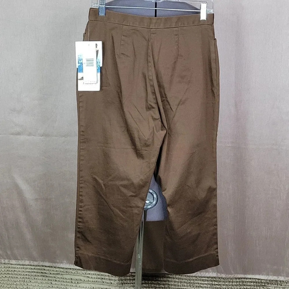 JONES SPORT SATEEN L-POCKET Stretch Brown Capri Pants Size 8 - Picture 4 of 6